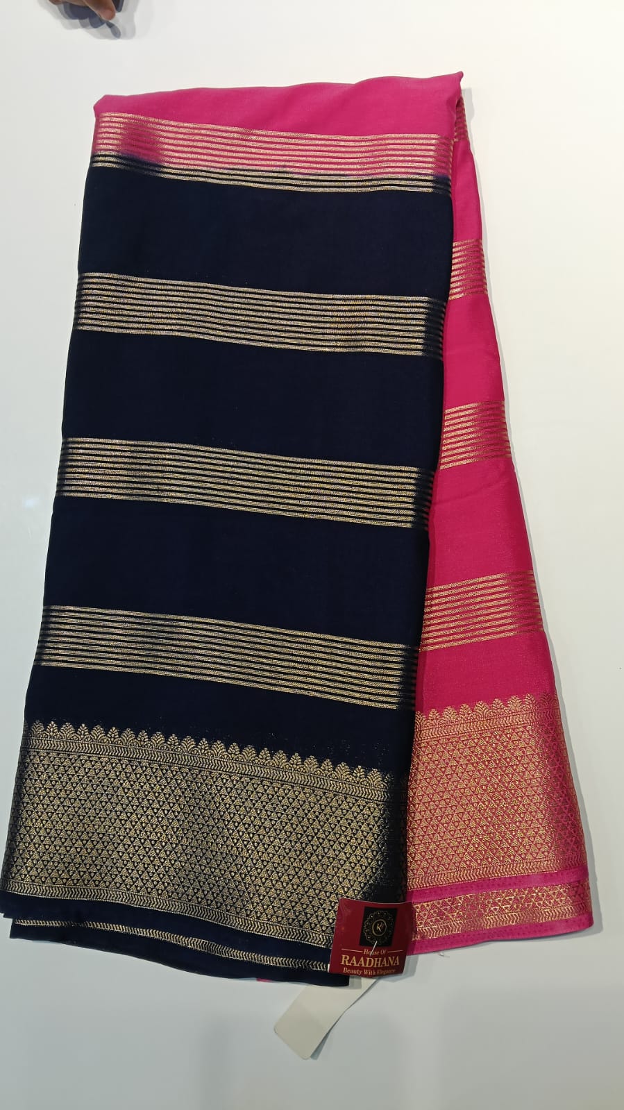 Raadhana KIC Crepe Saree with Zari Border - Image 2