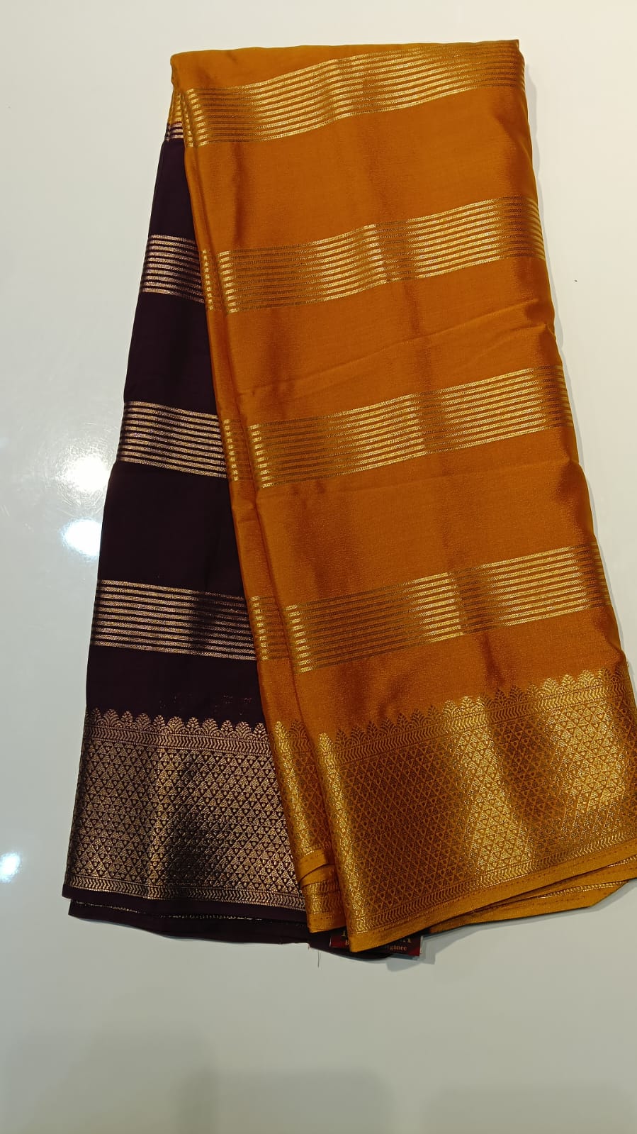 Raadhana KIC Crepe Saree with Zari Border - Image 4