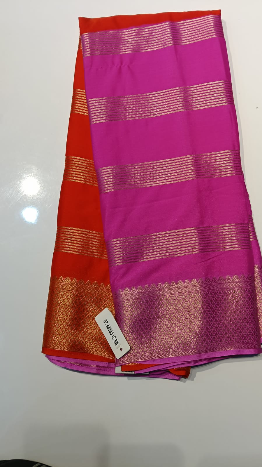Raadhana KIC Crepe Saree with Zari Border - Image 5