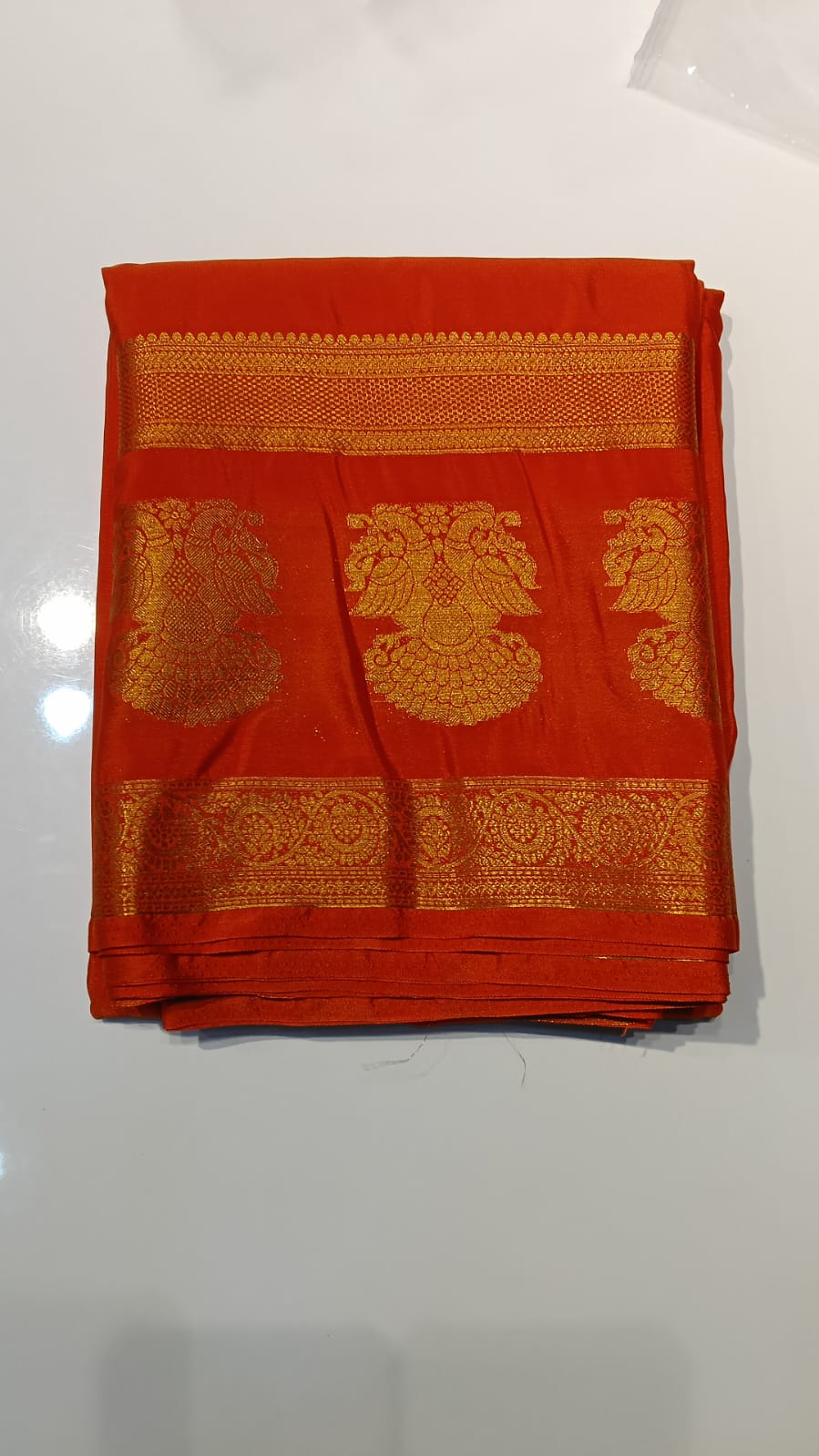 Raadhana Gandaberunda Temple Border Silk Saree - Image 4