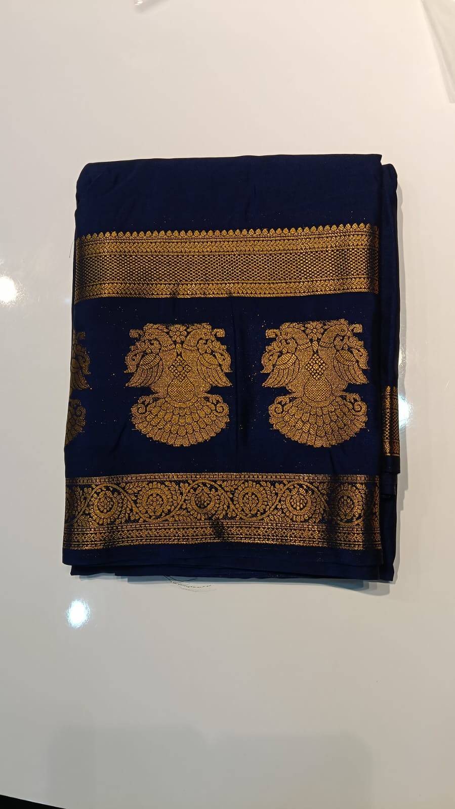 Raadhana Gandaberunda Temple Border Silk Saree - Image 5