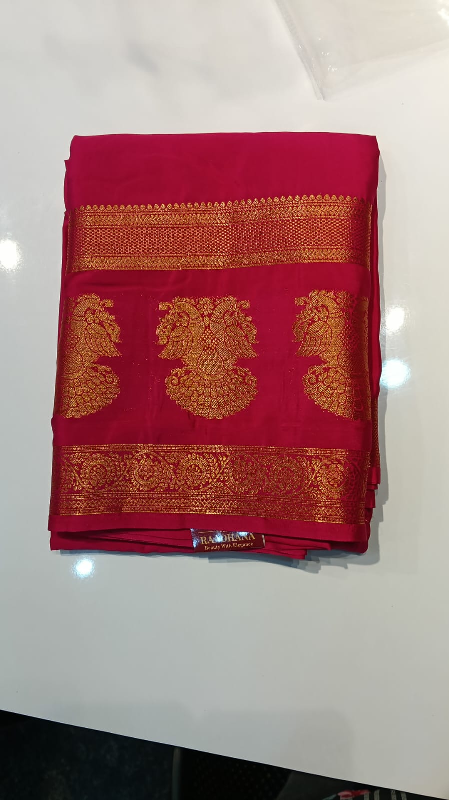 Raadhana Gandaberunda Temple Border Silk Saree - Image 2