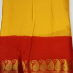 Raadhana Mango Crepe Contrast Saree