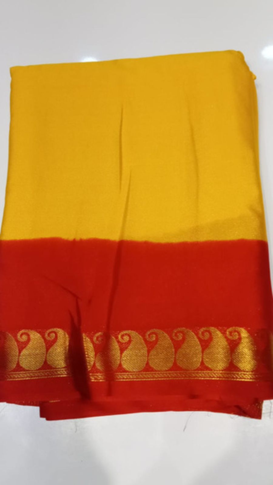 Raadhana Mango Crepe Contrast Saree