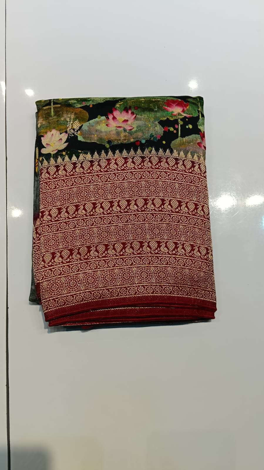 Raadhana Amaya Saree – Lotus Garden Designer Drape - Image 5