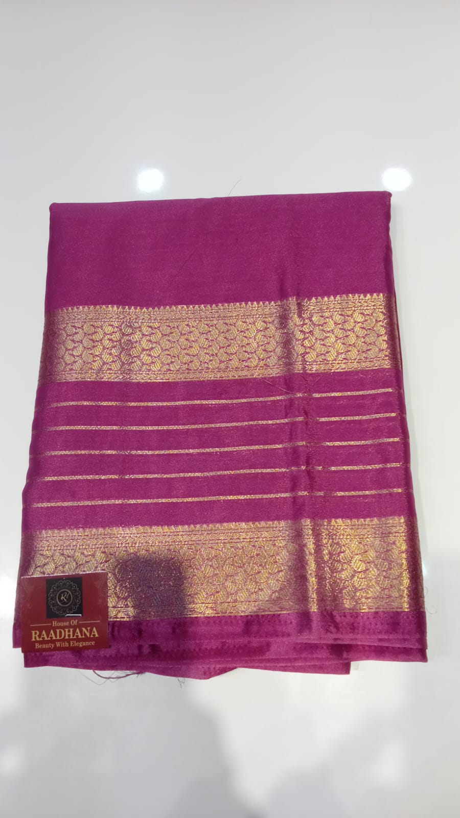 Raadhana Plain Crape Silk Saree - Image 4