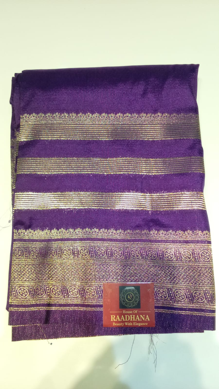 Raadhana Plain Crape Silk Saree - Stripes